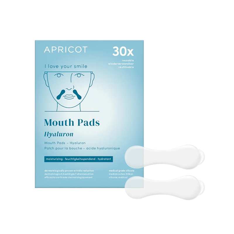 Lach zoveel je wilt - wij zorgen voor je lachrimpels. De veganistische Apricot anti-aging pads zijn gemaakt van puur siliconen van medische kwaliteit, verrijkt met zeer effectief hyaluronzuur. Was ze zo nu en dan en behandel ze goed. Je krijgt tot 30 behandelingen uit één pad. Hoe vaker je ze gebruikt, hoe gladder je mond wordt. Het is klinisch bewezen. Minimale ingrediënten. Maximaal effect.