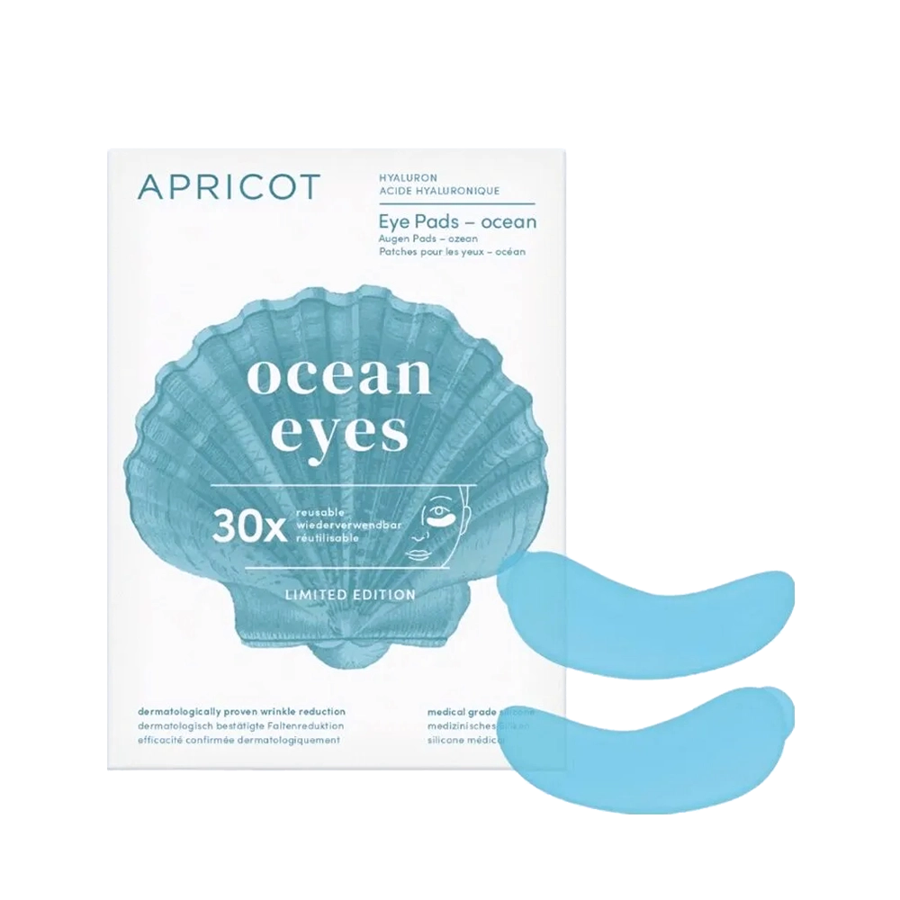 APRICOT Eye Pads met effectief hyaluronzuur, een anti-verouderingspad dat is gemaakt van pure medische siliconen. Plak de limited edition Ocean Eyes eye pads gemakkelijker onder je ogen. De huid onder de ogen wordt soepeler, verminderd oogrimpels en geeft een heldere uitstraling naarmate je de pads vaker gebruikt.