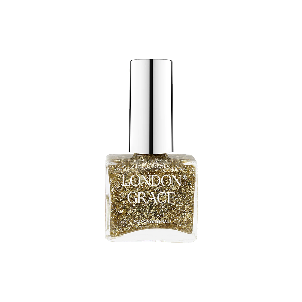 De ultieme gouden glitter! Carrie van London Grace zorgt voor een betoverende manicure. Denk aan fonkelende lichtjes, decadente feestjes en luxueuze glamour, allemaal gevangen in één flesje. Of het nu een chic black-tie evenement is of een knusse winterbijeenkomst, Carrie voegt precies de juiste sprankeling toe. Je kunt Carrie solo dragen of over elke nagellakkleur aanbrengen voor een schitterende glitterafwerking.