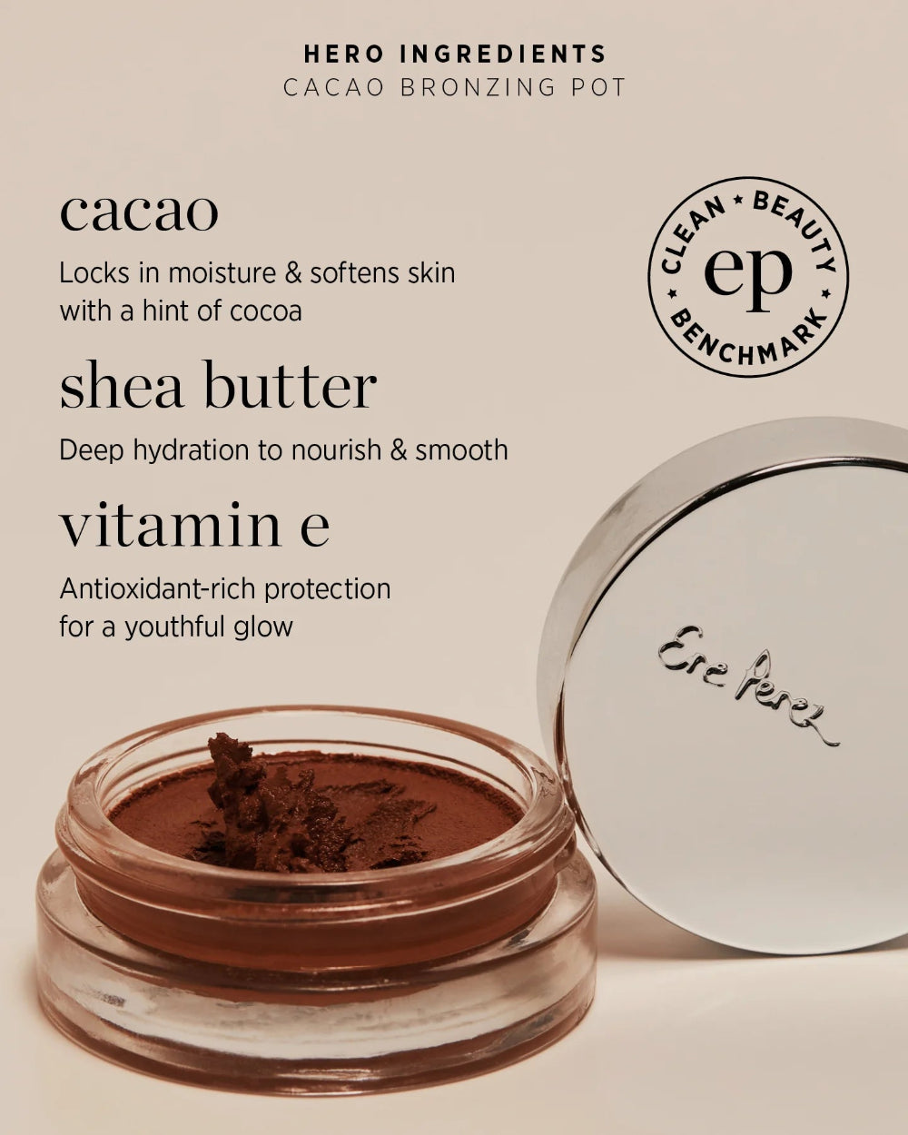 Ere Perez Bronzing Pot - Vegan creamy bronzer met cacao, sheaboter en vitamine e