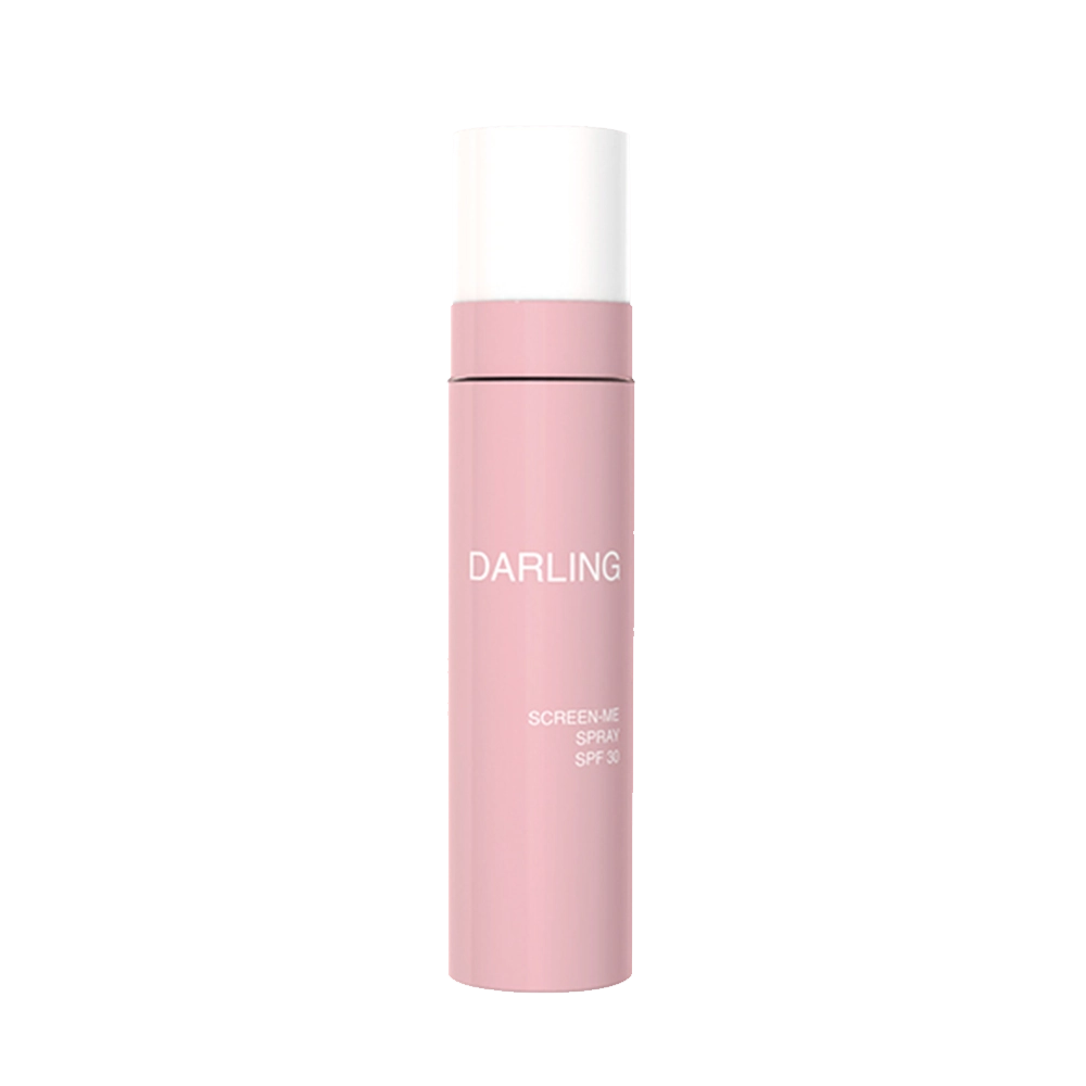 Darling Screen-Me Spray SPF30, een transparante zonbescherming voor Lichaam en Gezicht! Deze ultralichte zonnebrandspray met breedspectrum SPF30 is 100% vegan en oceaanvriendelijk.