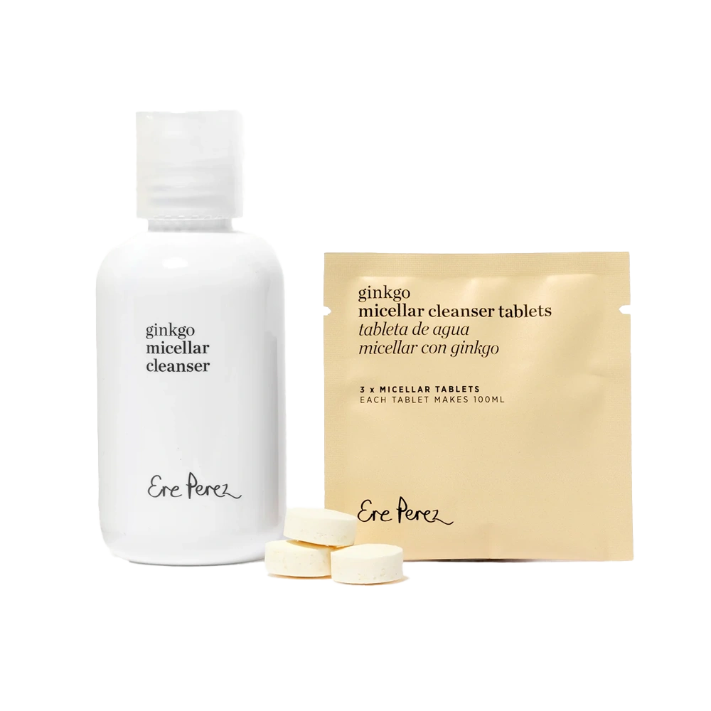 Micellar water van Ere Perez is een revolutionaire, water-geactiveerde micellar cleansing water in tabletvorm. Zacht voor de huid, krachtig in werking en slim ontworpen. De Ginkgo Micellar Cleanser is een parfumvrije cleanser die helpt de natuurlijke huidbarrière te beschermen en te behouden, terwijl make-up en onzuiverheden effectief worden verwijderd.
#optie_flesje-incl.-3-tabs