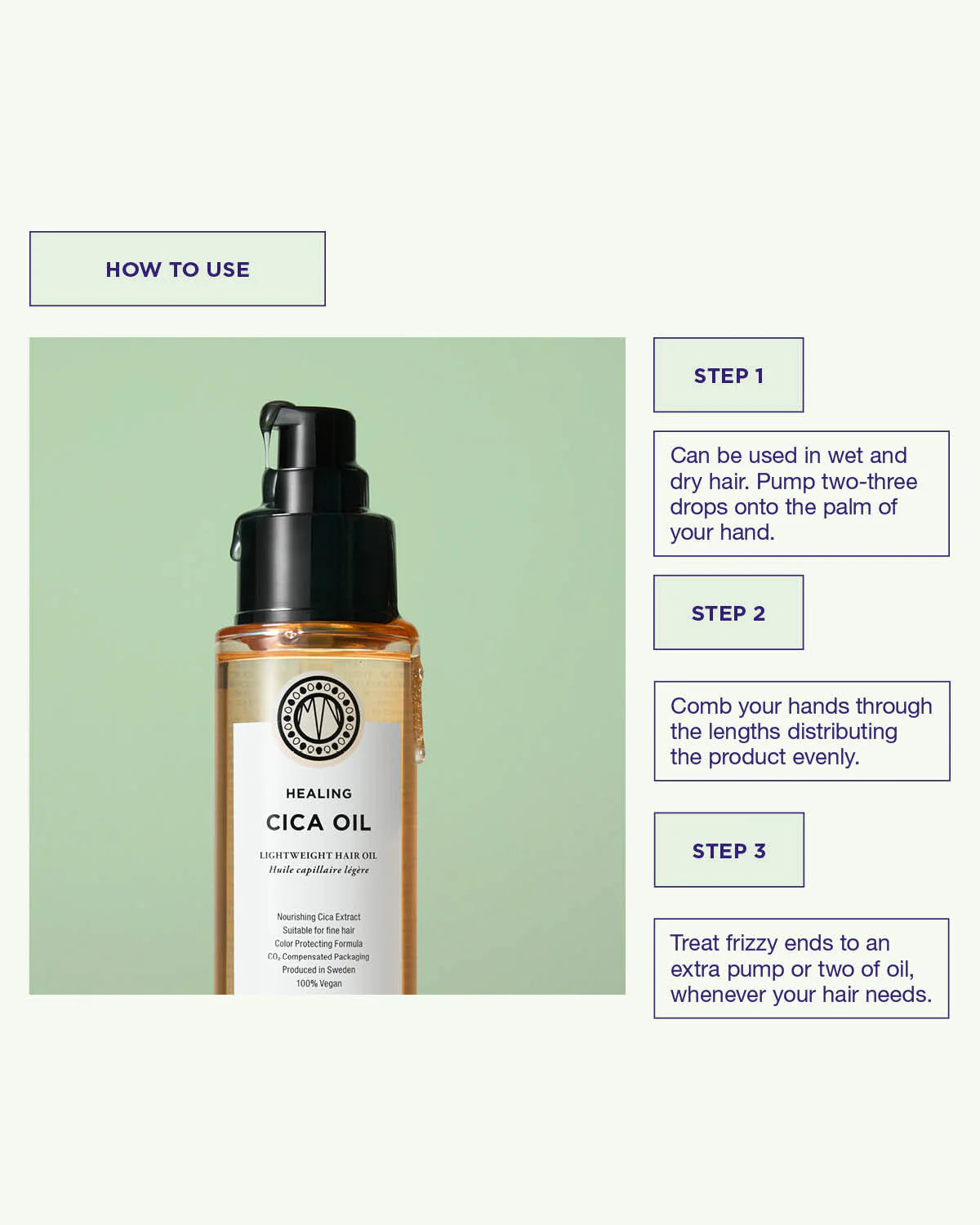 Healing Cica oil haarolie van Maria Nila hoe te gebruiken, vegan en dierproefvrij