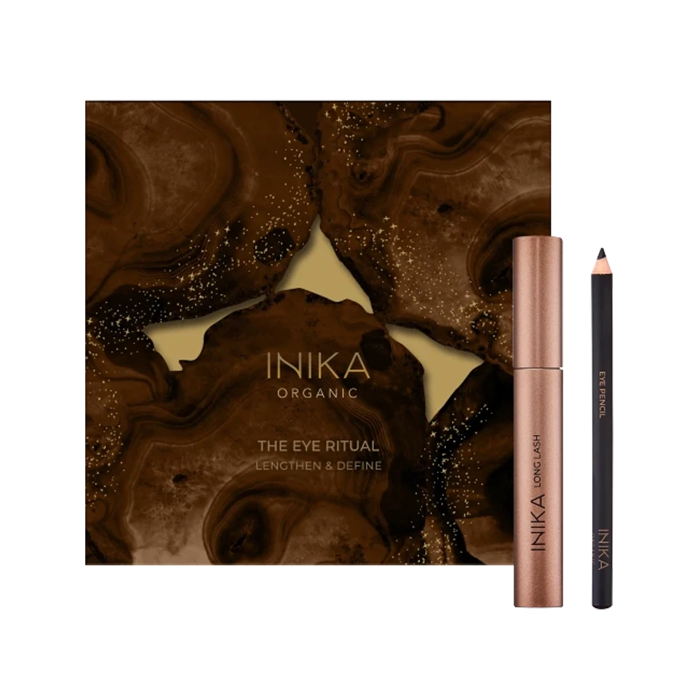Creëer een verleidelijke, panoramische oogopslag met de INIKA Organic The Eye Ritual - Lengthen & Define Set.