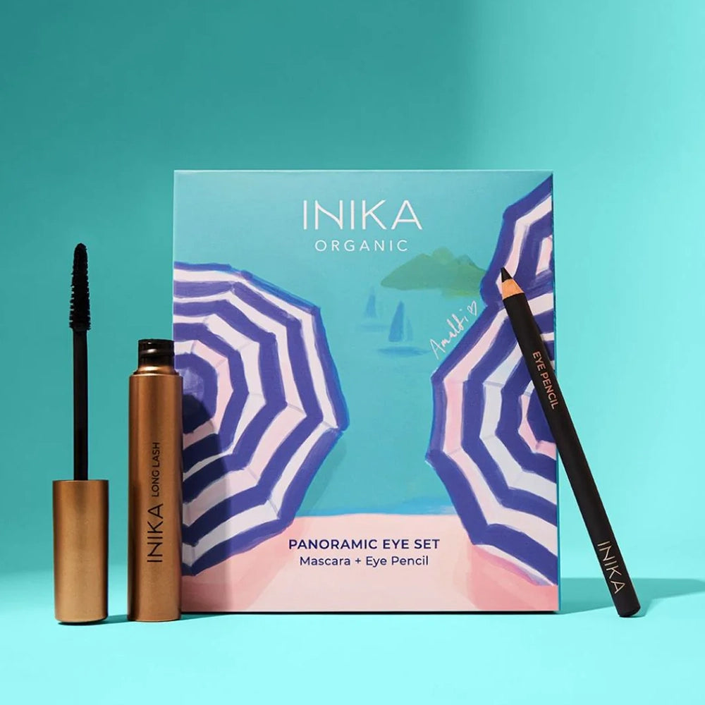 Creëer een verleidelijke, panoramische oogopslag met de INIKA Organic Panoramic Eye Duo Set. Deze exclusieve Limited Edition van INIKA Organic combineert twee onmisbare favorieten voor perfecte, gedefinieerde ogen: de bekroonde Long Lash Mascara en het Black Eye Pencil. Zacht voor zelfs de meest gevoelige ogen en 100% natuurlijk, biologisch, vegan, halal én plasticneutraal gecertificeerd.