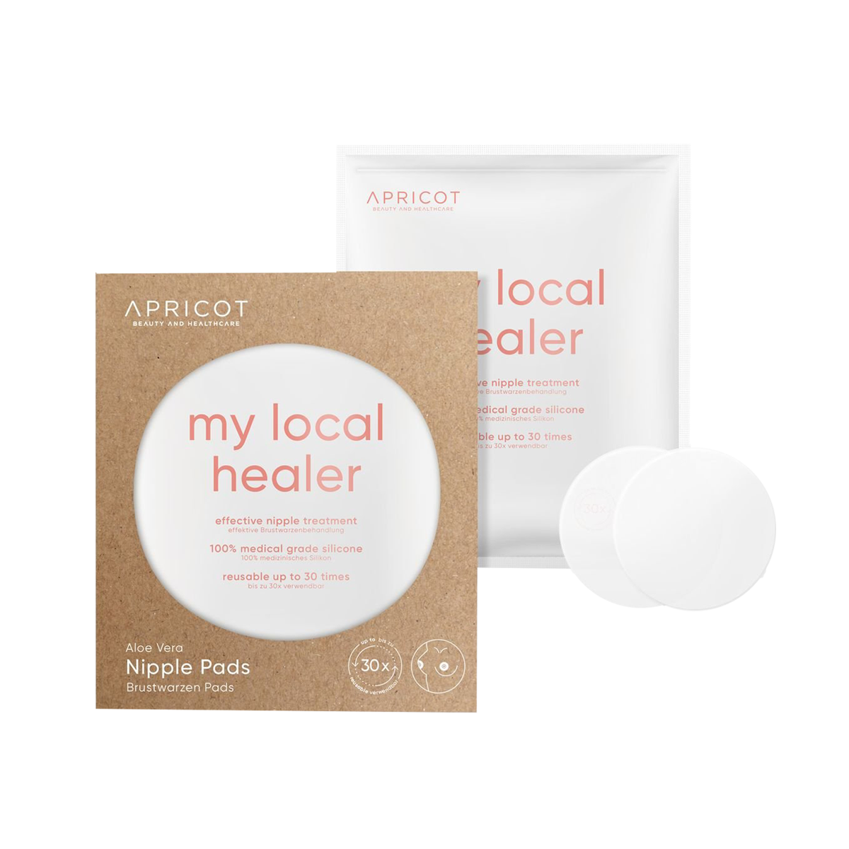 Borstvoeding kan pijnlijk zijn en pijnlijke tepels veroorzaken. De Apricot Beauty tepelkussentjes werken verzorgend en zijn de perfecte bescherming. De pads zijn gemaakt van puur medische siliconen, verrijkt met hoogwaardige bio aloë vera en geheel veganistisch. Maak ze zo nu en dan schoon en behandel ze goed. U krijgt tot 30 behandelingen uit één pad. Hoe vaker u ze gebruikt, hoe sneller uw huid zich herstelt. Het is klinisch bewezen.