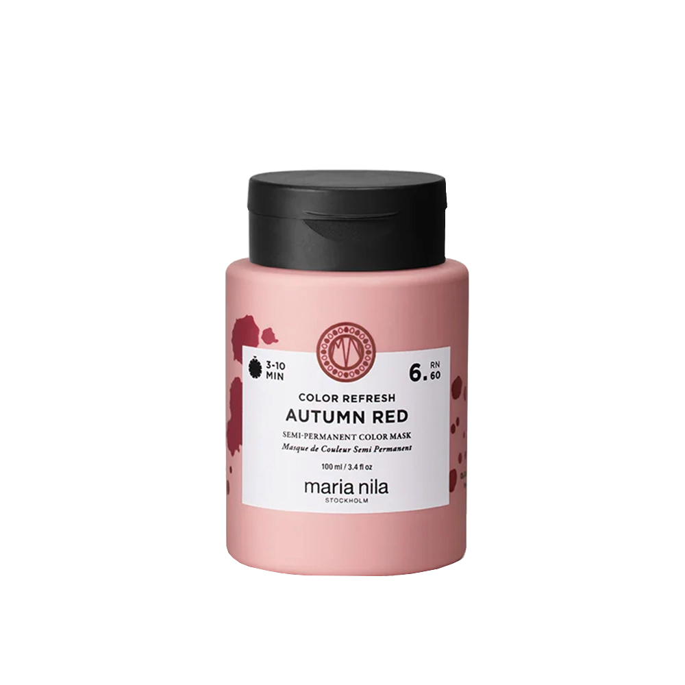 Maria Nila Colour Refresh White Mix is een voedend masker zonder pigmenten dat je haar snel opfrist en een intensieve glans geeft. De colour refresh Autumn Red, hydrateert en vermindert kroezen voor een zijdezacht en glanzend resultaat en kan worden gemengd met andere Colour Refresh-kleuren om pastelkleuren te creëren van de intense tinten. Color Refresh Autumn Red is ​​perfect om te gebruiken tussen je kleurbeurten door.
