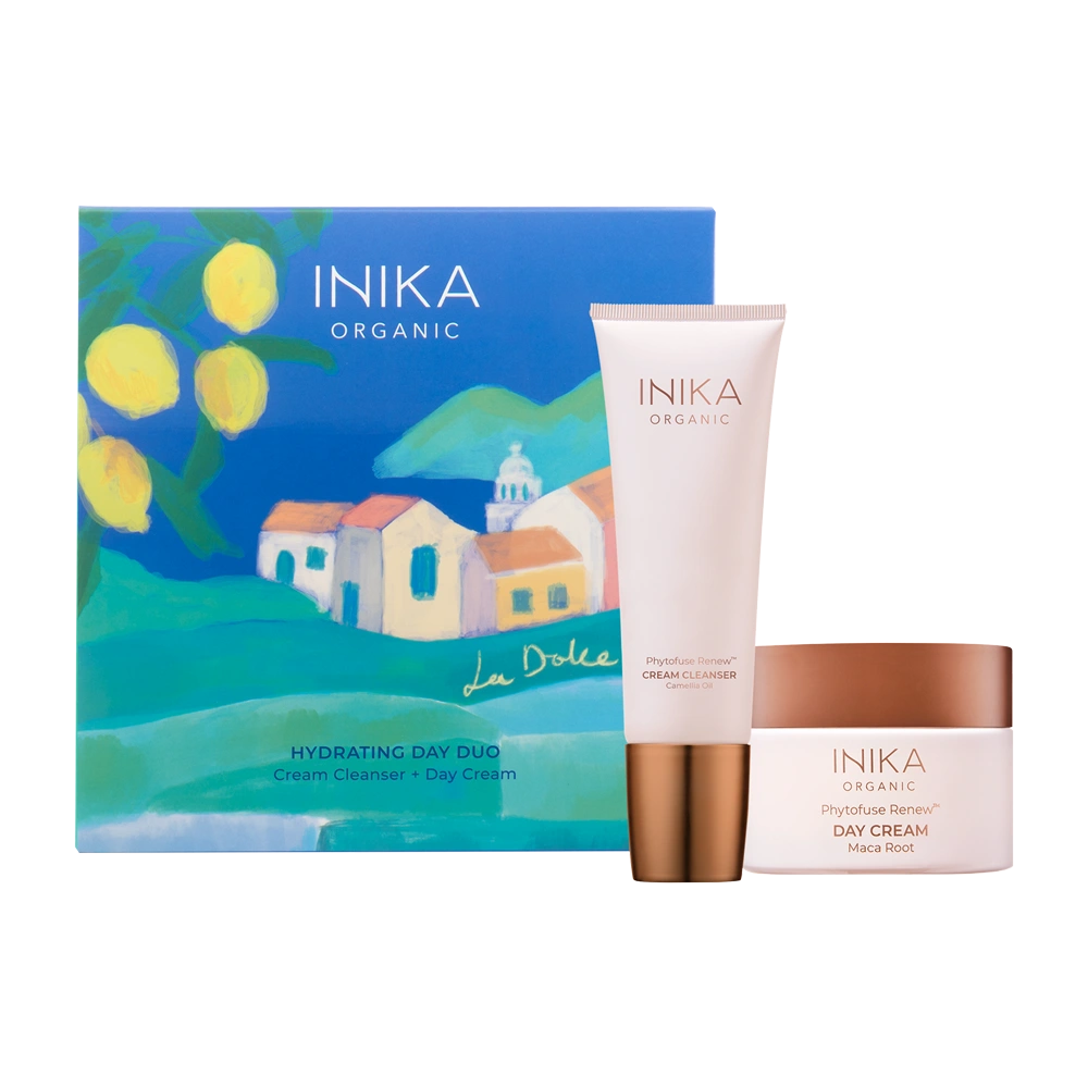 INIKA Organic Hydrating Skin Duo: natuurlijke, vegan dagverzorging voor een gehydrateerde, soepele huid.