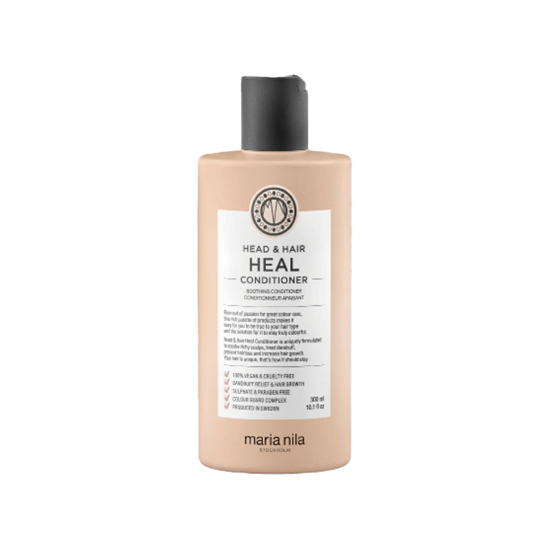 Alle producten van Maria Nila bevatten het Colour Guard Complex, dit voorkomt het vervagen van je haarkleur en het beschermt je lokken tegen UV-straling. Maria Nila Head & Hair Heal lijn bestaat voor 100% uit plantaardige stoffen. Deze set voor fijn haar is vrij van sulfaten en parabenen.