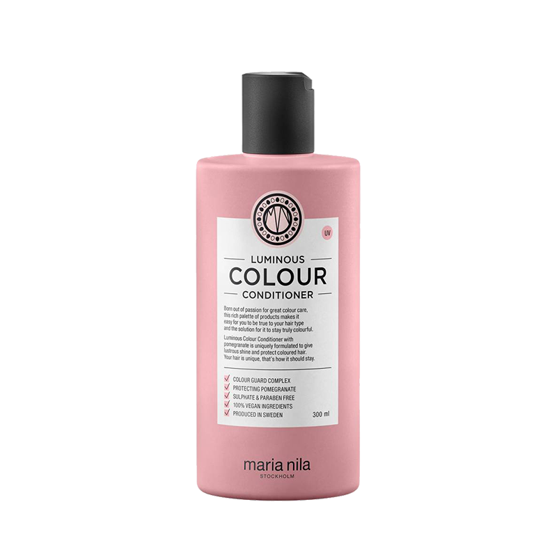 Alle producten van Maria Nila bevatten het Colour Guard Complex, dit voorkomt het vervagen van je haarkleur en het beschermt je lokken tegen UV-straling. Maria Nila Luminous Colour Shampoo bestaat voor 100% uit plantaardige stoffen. Deze set voor fijn haar is vrij van sulfaten en parabenen.