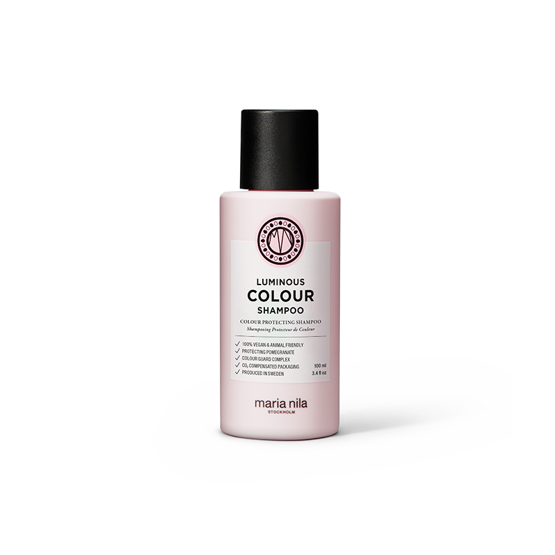 Maria Nila Luminous Colour Shampoo. Vegan shampoo voor gekleurd en geverfd haar zonder parabenen of sulfaten. mini travelsize.