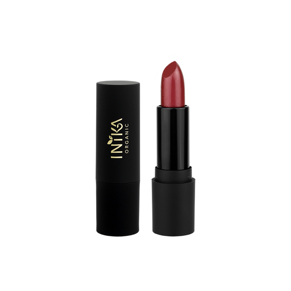 INIKA's Award winnende Organic Vegan Lipsticks bevatten biologische natuurlijke Avocado- Jojoba- en Arganolie en Shea Butter die naast het geven van een prachtige volle kleur, ook verzorgen, beschermen én hydrateren. De allereerste biologische & vegan lipstick vol met pure minerale pigmenten.  De formule is romig en heeft een volle intense kleur.