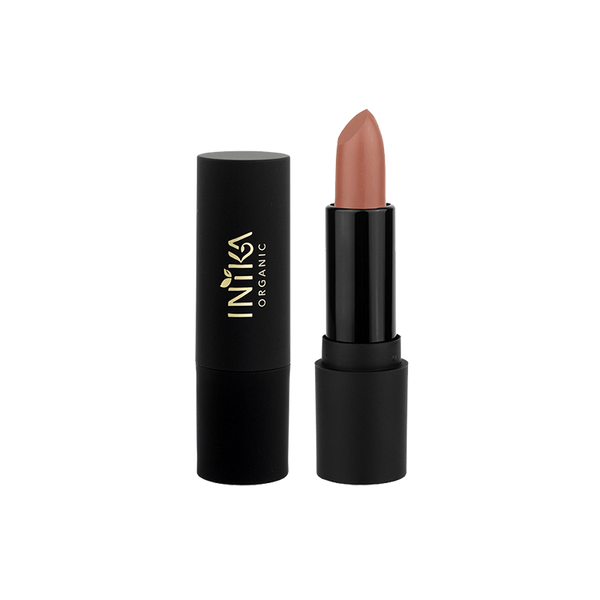 INIKA's Award winnende Organic Vegan Lipsticks bevatten biologische natuurlijke Avocado- Jojoba- en Arganolie en Shea Butter die naast het geven van een prachtige volle kleur, ook verzorgen, beschermen én hydrateren. De allereerste biologische & vegan lipstick vol met pure minerale pigmenten.  De formule is romig en heeft een volle intense kleur.