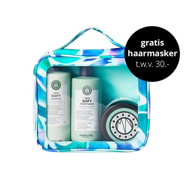 De limited edition Beauty Bags van dit jaar zijn er! Elke Beauty Bag heeft een kleurrijk, uniek ontwerp gemaakt van 100% gerecyclede materialen en bevat de True Soft shampoo, conditioner en het fantastische haarmasker - de perfecte routine in drie stappen. Geheel vegan, dierproefvrij en duurzaam.