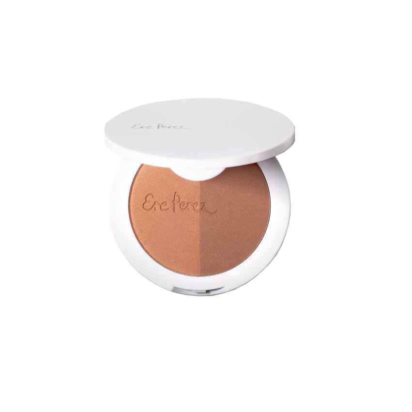 De Rice Powder Blush & Bronzer - Roma van Ere Perez is een blush en bronzer duo voor een Sunkissed look. Met dit poeder duo geef je een mooie kleur aan je gezicht, maar je kunt ze natuurlijk ook gebruiken als oogschaduw en om lichtelijk te contouren. 