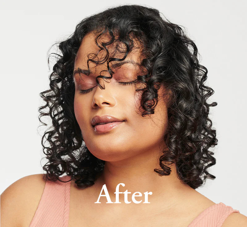 Resultaat Maria Nila Black Colour Refresh haarmasker voor en na op donker haar