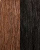 Colour Refresh kleurmasker - Black kleurswatches voor en na op bruin haar