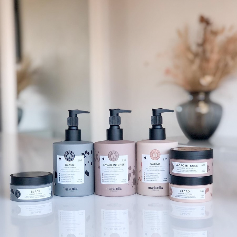 Maria Nila colour refresh haarmaskers. Kleurmaskers van 100% volledig natuurlijke ingredienten.