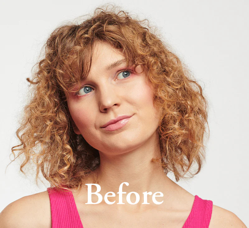 Maria Nila Pink Pop Colour Refresh haarmasker voor en na. 