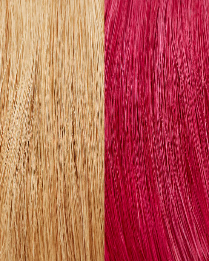 Resultaat van Maria Nila Pink Pop Colour Refresh haarmasker op midden blond haar