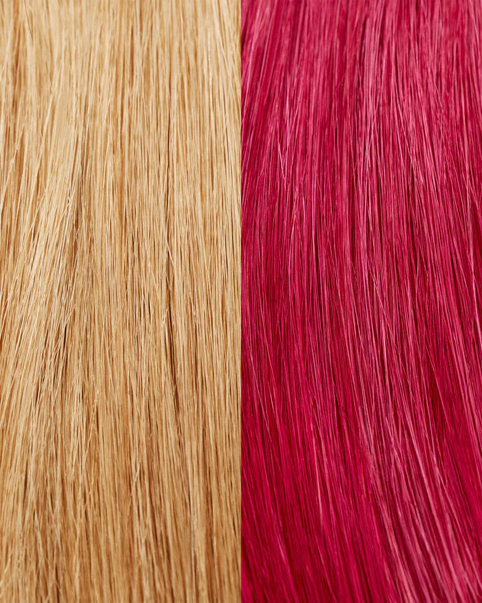 Resultaat van Maria Nila Pink Pop Colour Refresh haarmasker op midden blond haar