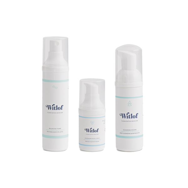 Witlof Try & Travel Set: Toiletbag + Mousse + Toner + Facial Cream